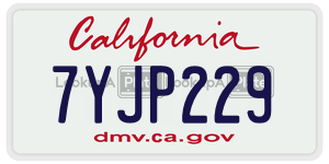7YJP229  license plate in CA
