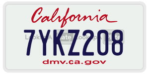7YKZ208  license plate in CA