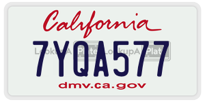 7YQA577 license plate in California