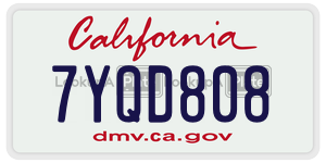 7YQD808 license plate in California