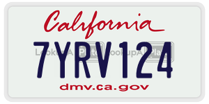7YRV124  license plate in CA
