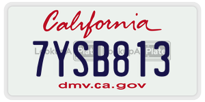 7YSB813  license plate in CA