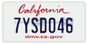 7YSD046  license plate in CA