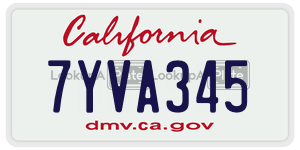 7YVA345  license plate in CA
