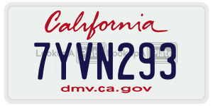 7YVN293 license plate in California