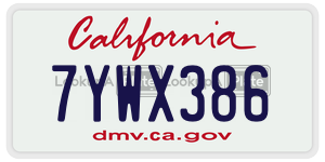7YWX386  license plate in CA