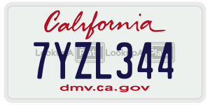 7YZL344  license plate in CA