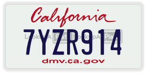 7YZR914  license plate in CA