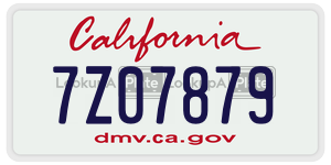 7Z07879 license plate in California