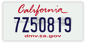 7Z50819 license plate in California