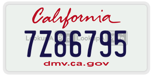 7Z86795 license plate in California