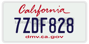 7ZDF828 license plate in California