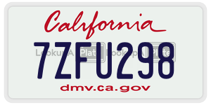 7ZFU298 license plate in California