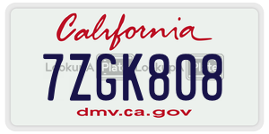 7ZGK808 license plate in California