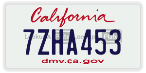 7ZHA453 license plate in California