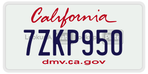 7ZKP950 license plate in California