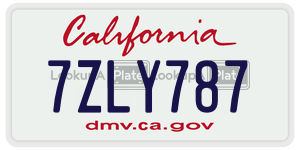 7ZLY787  license plate in CA