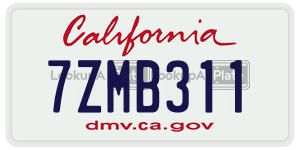 7ZMB311  license plate in CA