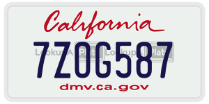 7ZOG587 license plate in California