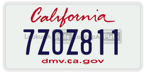 7ZOZ811  license plate in CA