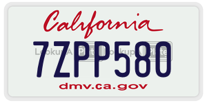 7ZPP580  license plate in CA