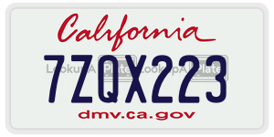 7ZQX223 license plate in California