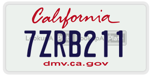 7ZRB211  license plate in CA