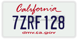 7ZRF128  license plate in CA