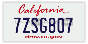 7ZSG807  license plate in CA