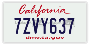 7ZVY637 license plate in California