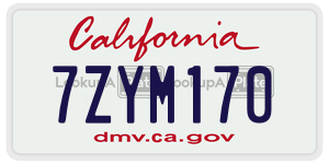 7ZYM170  license plate in CA