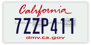 7ZZP411 license plate in California