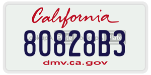 80828B3 license plate in California