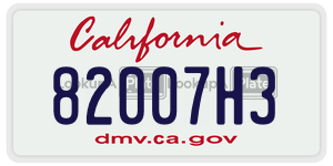 82007H3 license plate in California