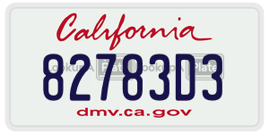 82783D3 license plate in California