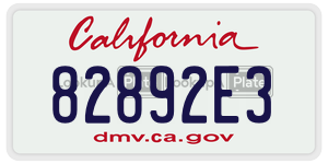 82892E3 license plate in California