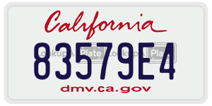 83579E4 license plate in California