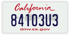 84103U3 license plate in California