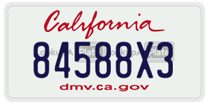 84588X3  license plate in CA