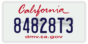 84828T3 license plate in California