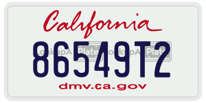 86549T2 license plate in California