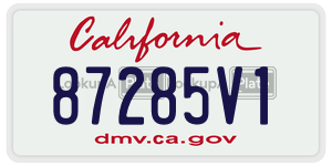 87285V1 license plate in California