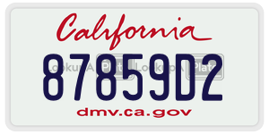 87859D2 license plate in California