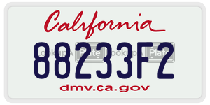 88233F2  license plate in CA