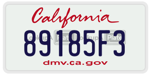89185F3 license plate in California