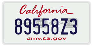 89558Z3 license plate in California