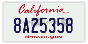 8A25358 license plate in California
