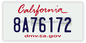 8A76172 license plate in California