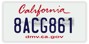 8ACG861 license plate in California