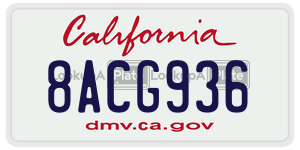 8ACG936 license plate in California